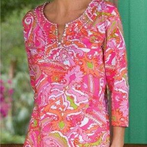 Soft Surroundings Vibrant Pink and Orange Tunic